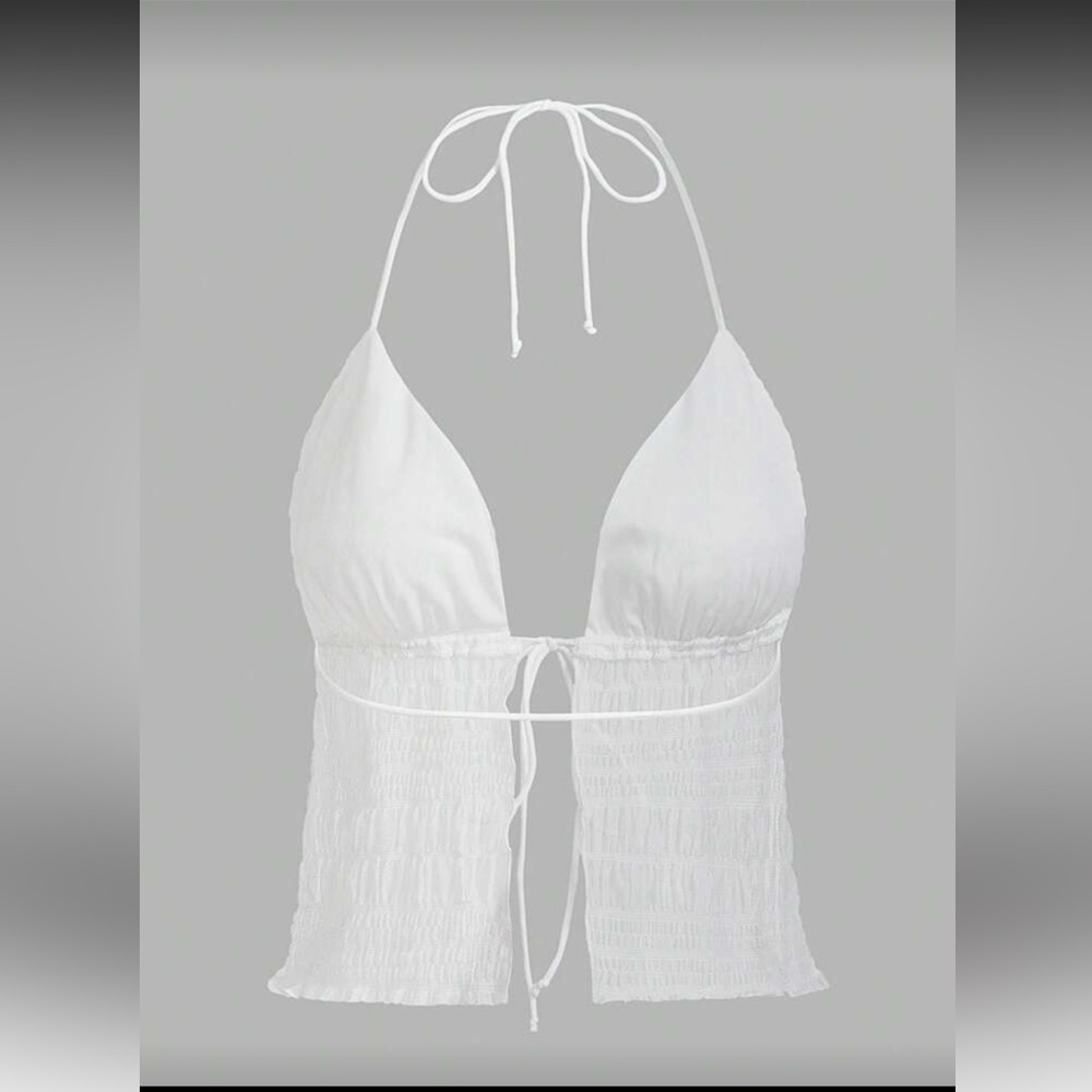 SHEIN White Halter Tie Camisole - Picture 2 of 3